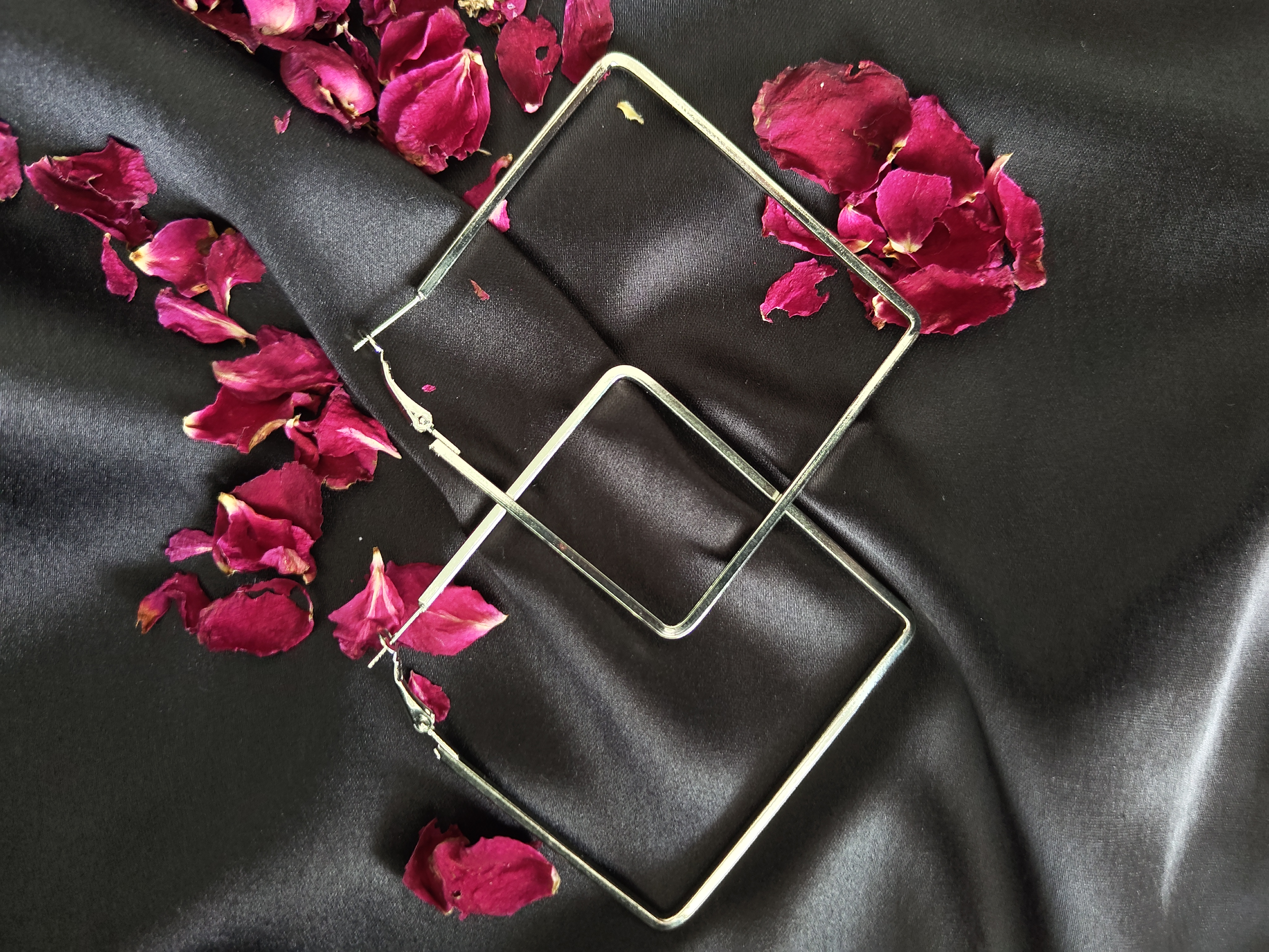 Sitara Geometric Hoops & Rose Petals